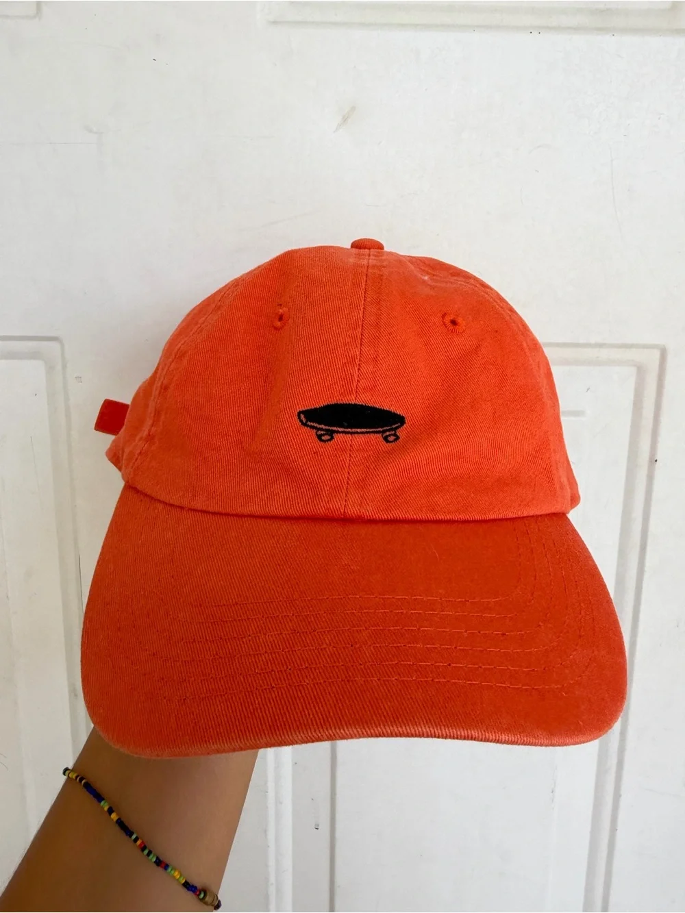 Vans Strap-back Cap Hat Orange with Skateboard logo